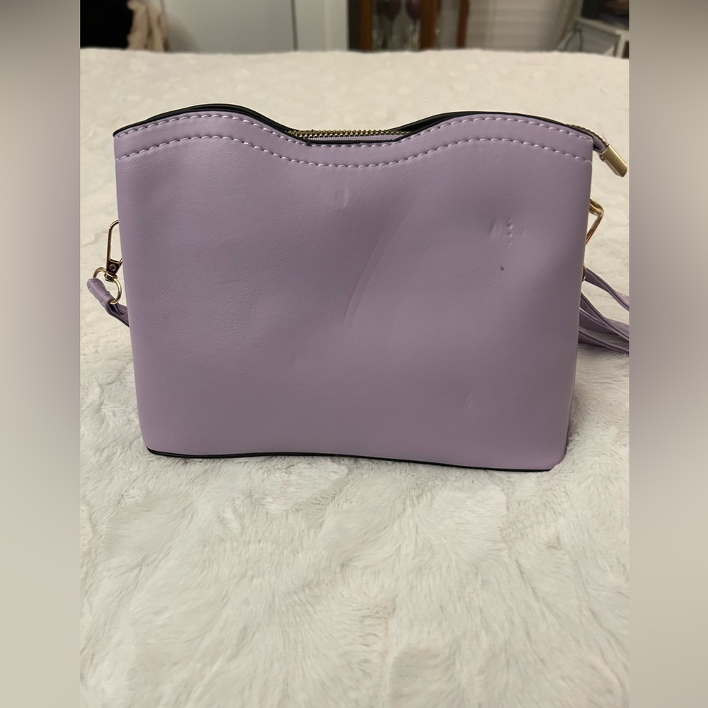 Lavender Crossbody Bag with Butterfly Charm - small & cute! Check the back - Picture 3 of 7